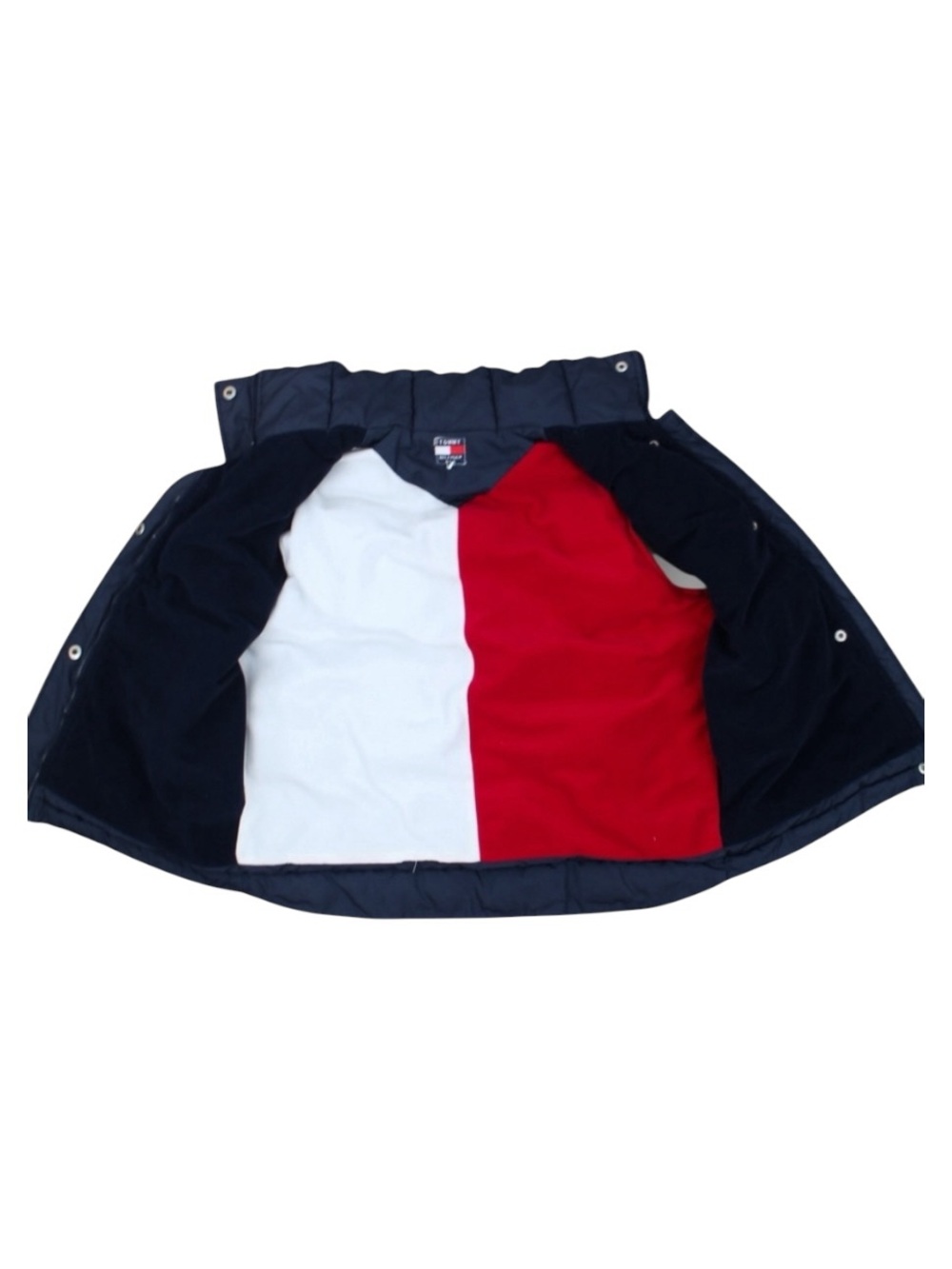 Vintage Tommy Hilfiger Puffer Vest 90s Flag Lining‎ Navy Womens L Streetwear